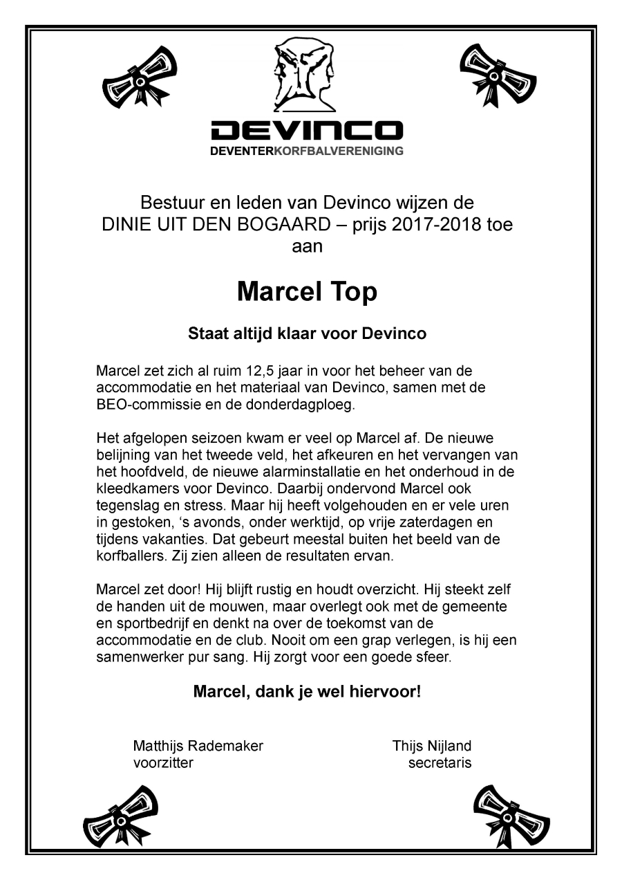 DudB prijs 2018 Marcel Top rand